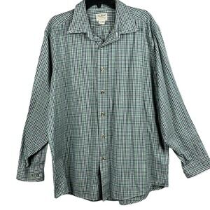 L.L. Bean Long‎ Sleeve Button Up Shirt Mens Size XL Regular Green Plaid